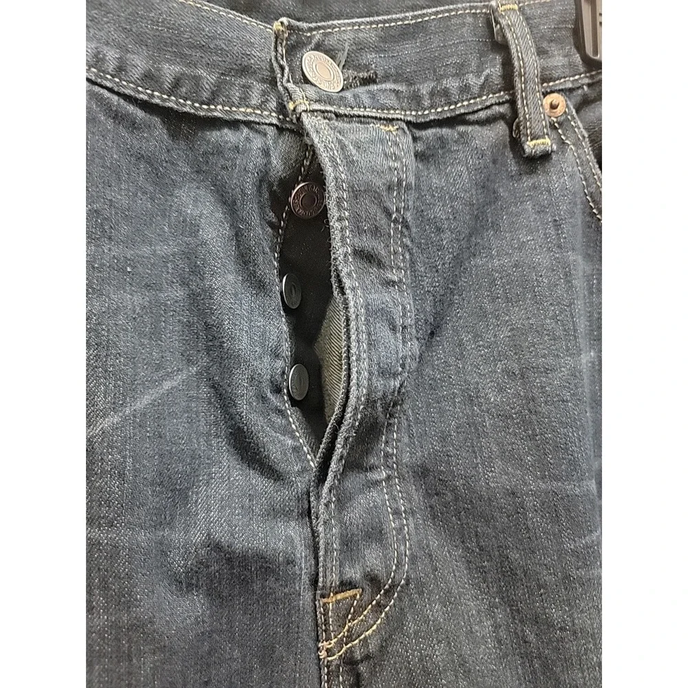 Levis 501 Jeans Mens 36x34 Relaxed Straight Denim Button Fly Blue DarkWash